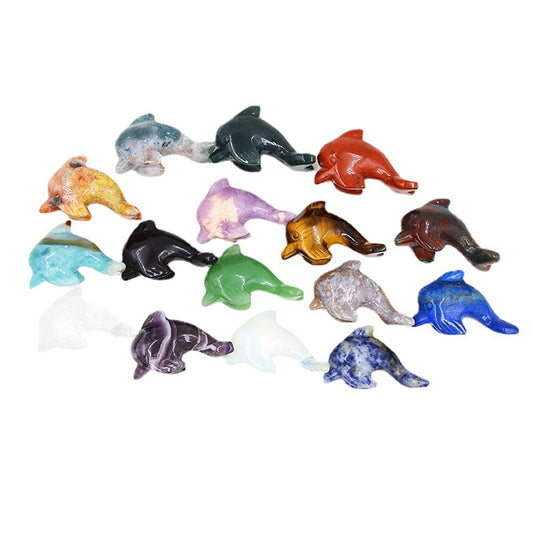 Natural Crystal Dolphins 41X15x26mm