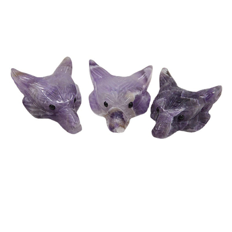 Natural Crystal Wolf Head ship from 4 pieces