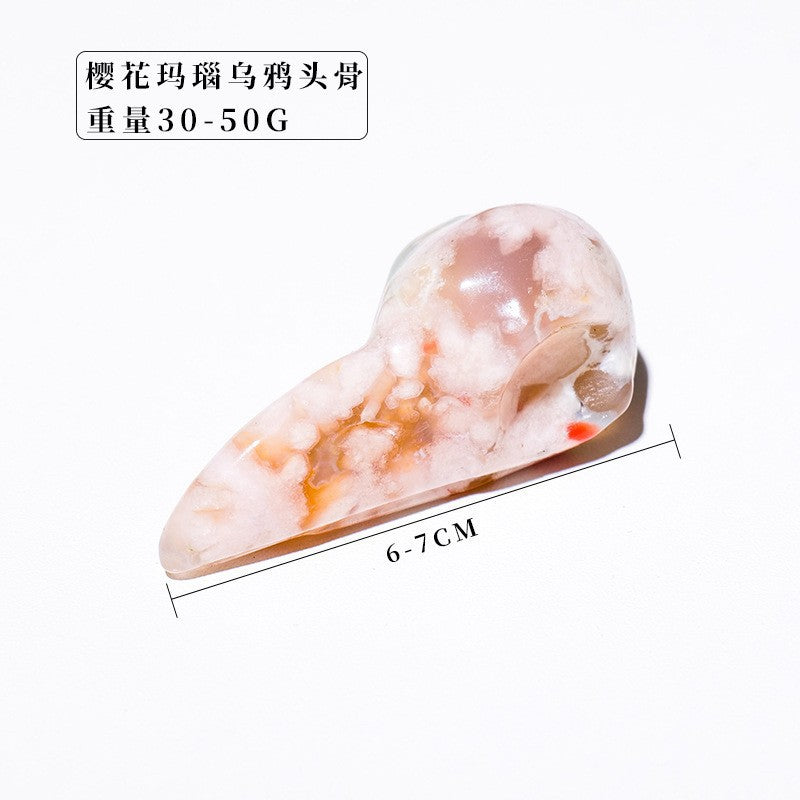 Natural cherry blossom agate carving