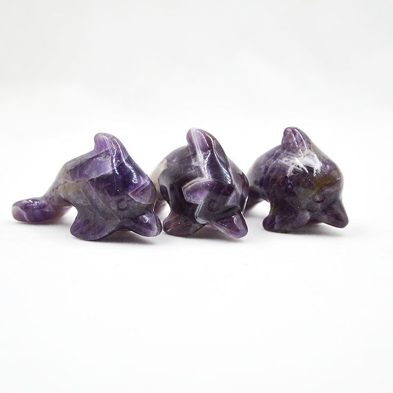 Natural Crystal Dolphins 41X15x26mm