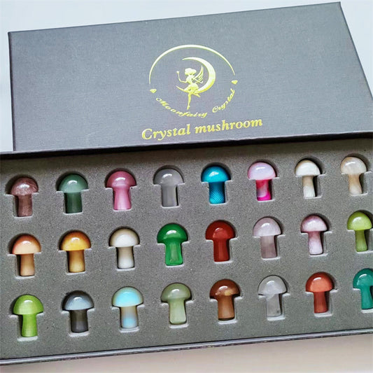 crystal mushroom ornaments set 12-color 24-color boutique boxed