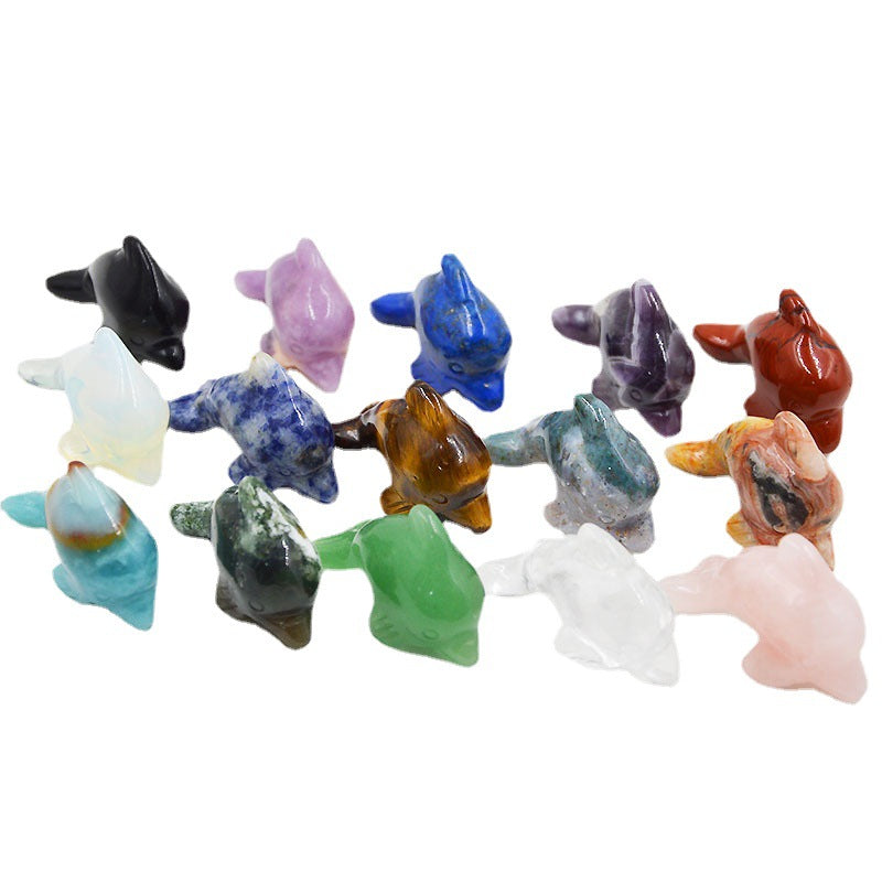 Natural Crystal Dolphins 41X15x26mm