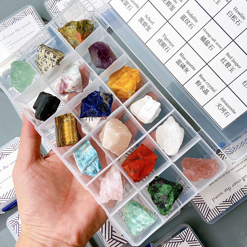 Natural crystal primitive stone specimen box children gift science teaching