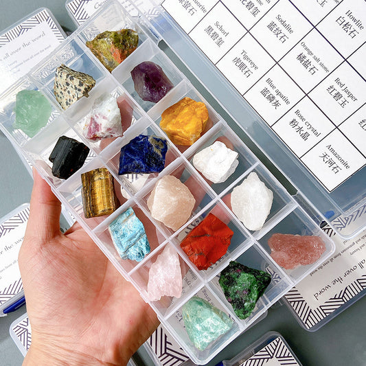 Natural crystal primitive stone specimen box children gift science teaching