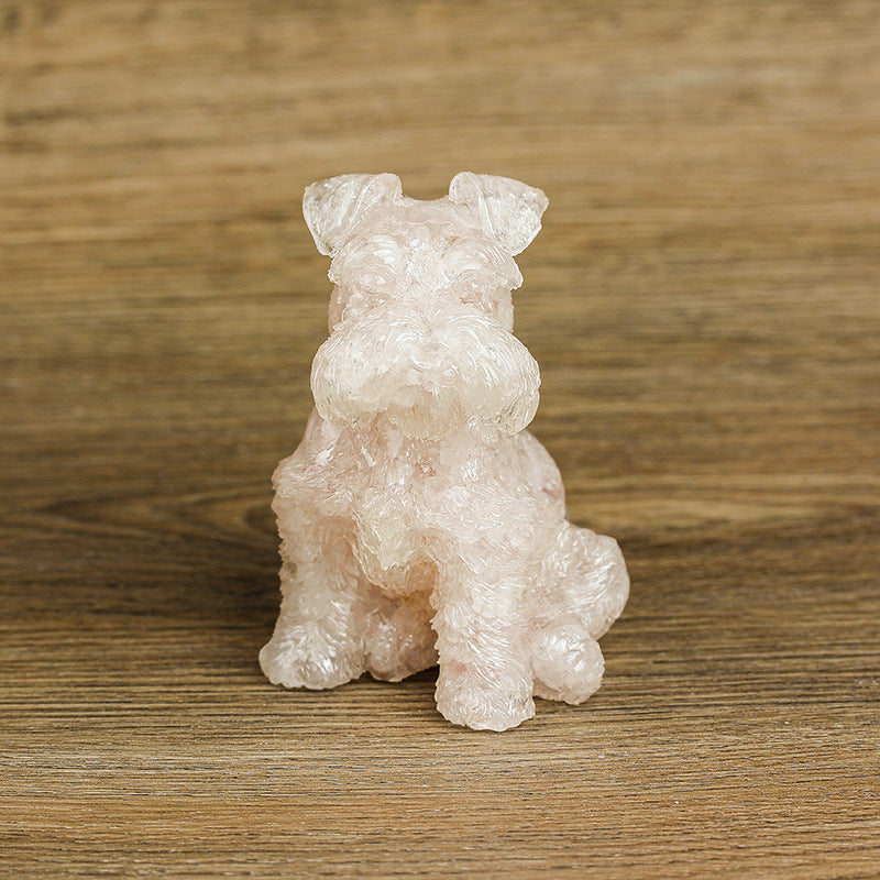 Schnauzer dog Crystal Carving,100*66*65mm