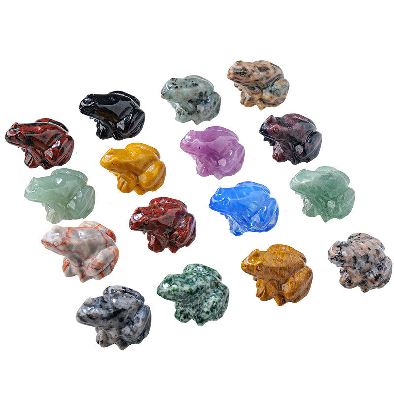 Natural Crystal Frog Carving 16 pieces