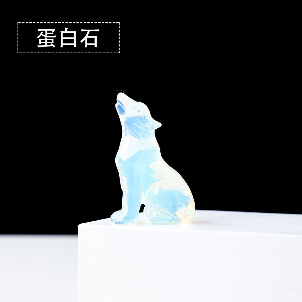 Crystal baby wolf carving 5 cm