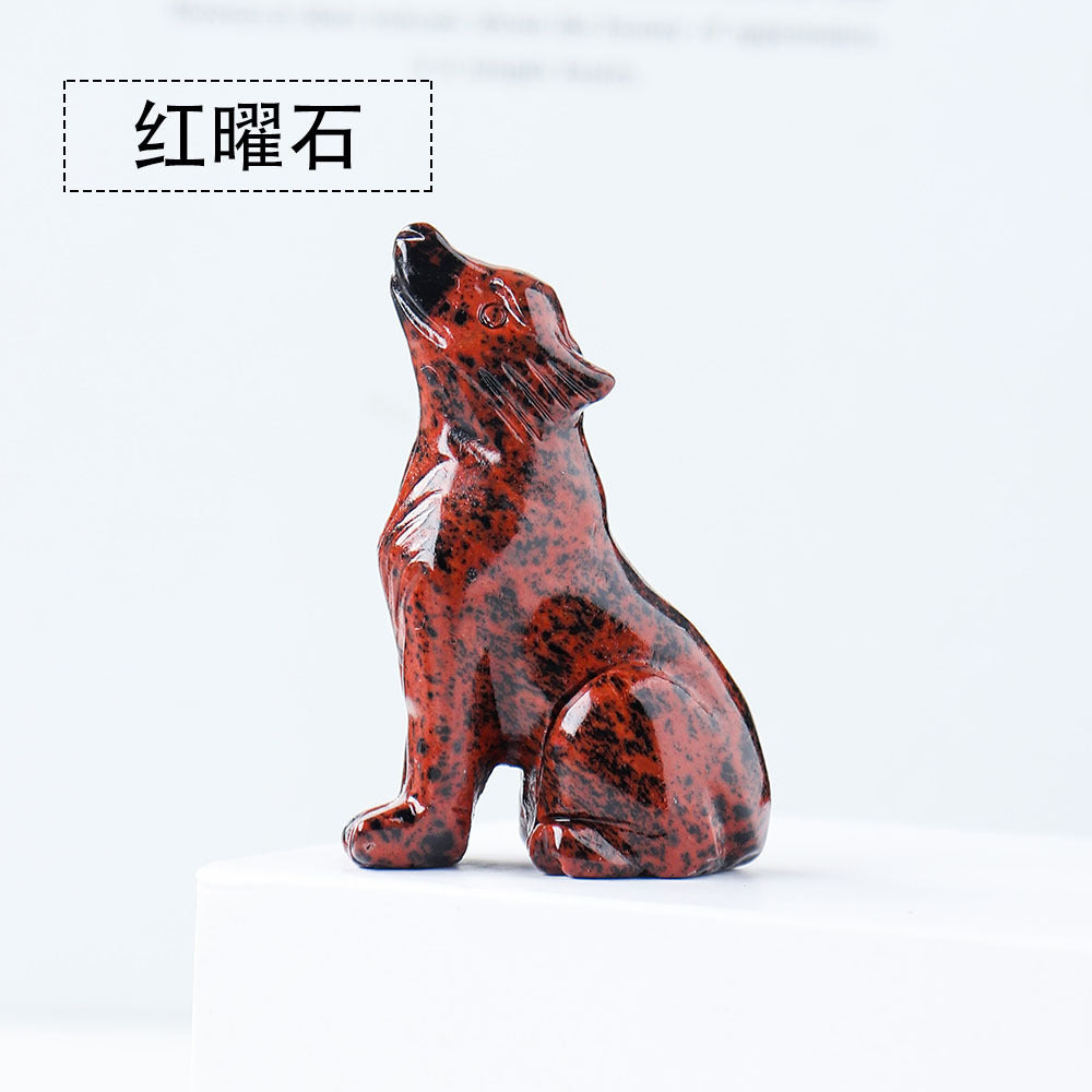 Crystal baby wolf carving 5 cm