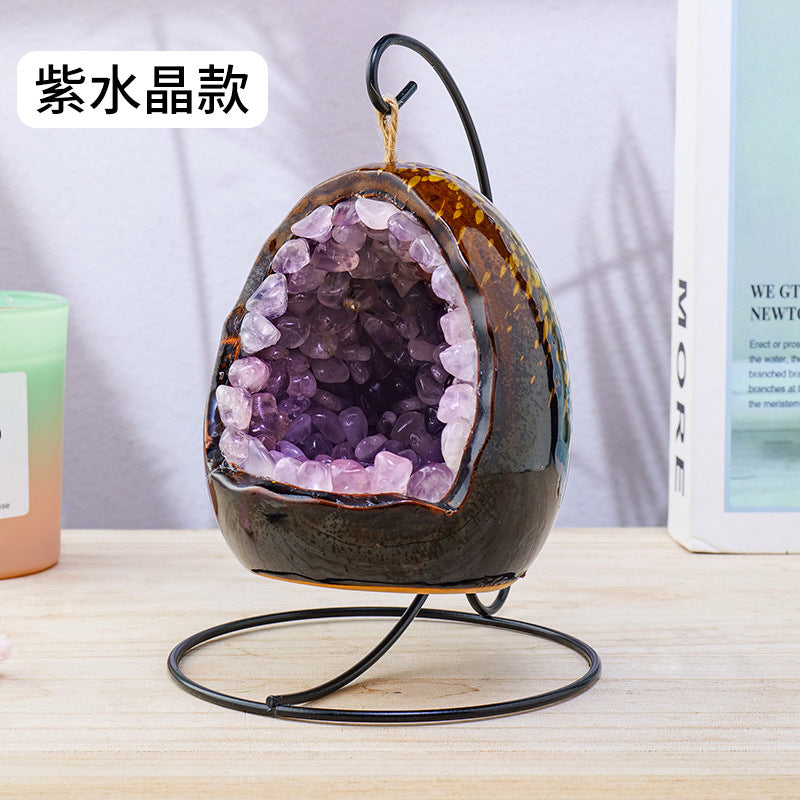 Crystal Cave Led Light Crystal Egg hand-made Household lighting 10cm*8.5cm