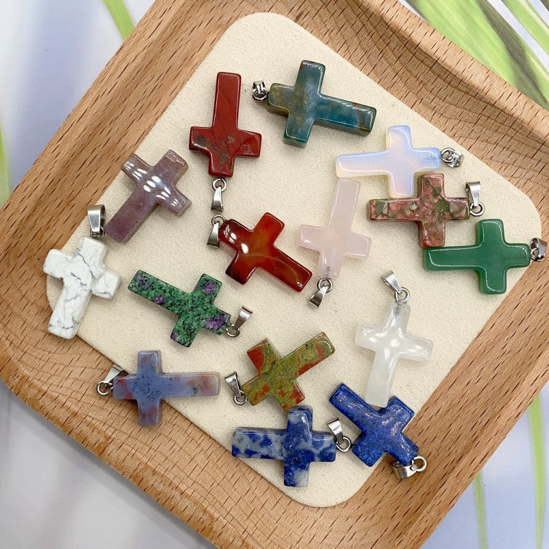 Cross Pendants Crystal Random 1Set=10pcs,18mm*28mm