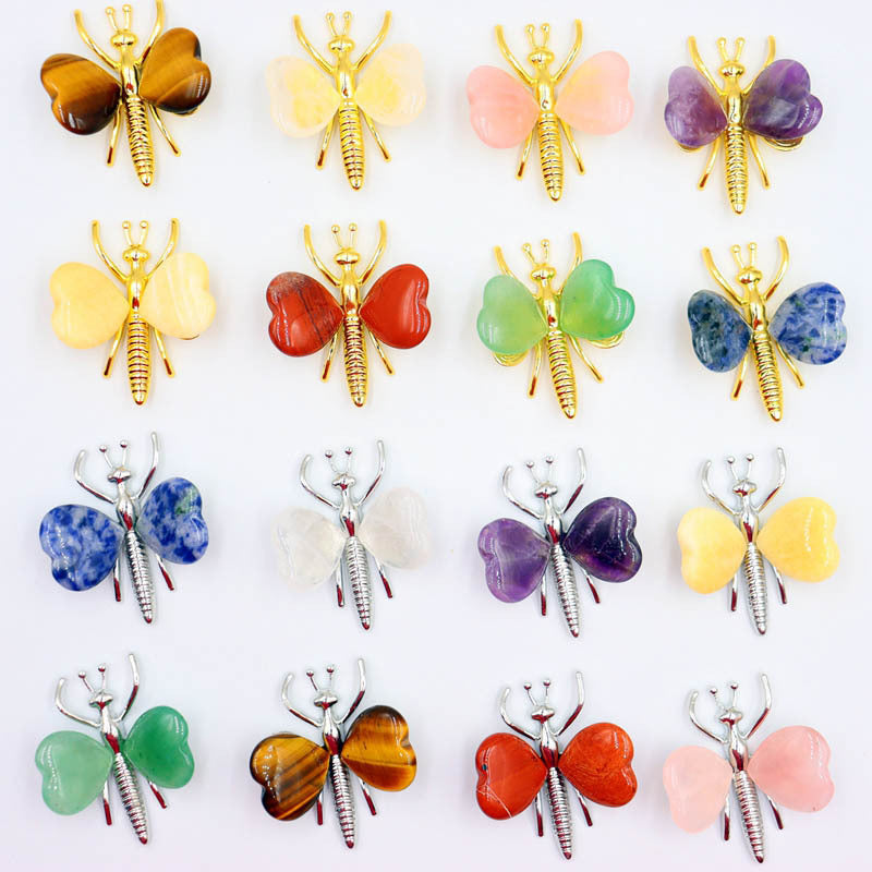 Butterfly ornaments love heart-shaped  Crystal Random 1set=10pcs,38*42*15mm