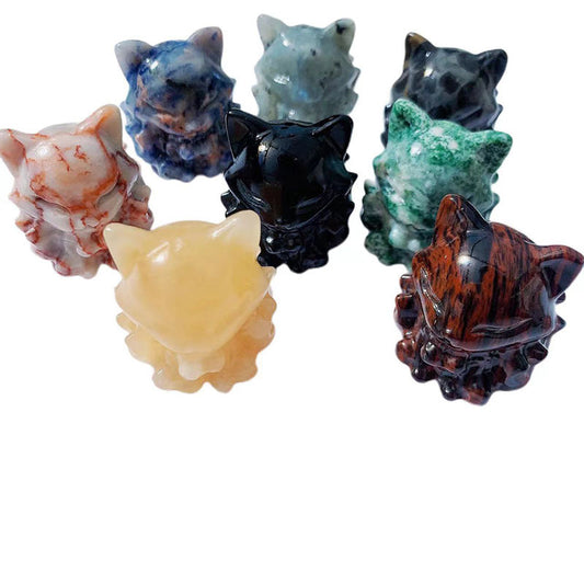 Nine Tail Fox Crystal Carvings Randon 1set =8pcs,29mm*32mm