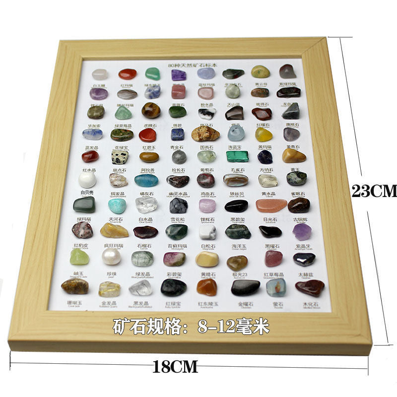 Ore specimen 30/80 kinds of original stone picture frame box mineral crystal stone ornaments