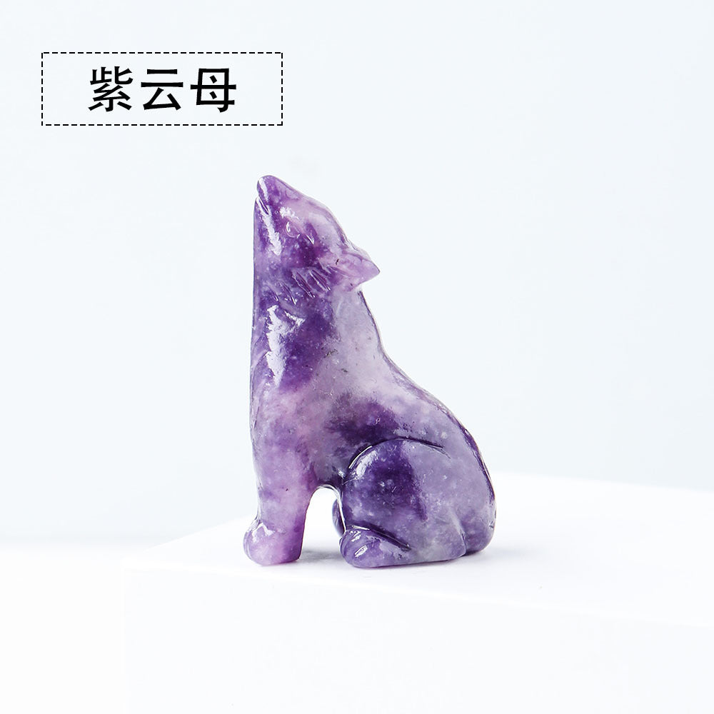 Crystal baby wolf carving 5 cm