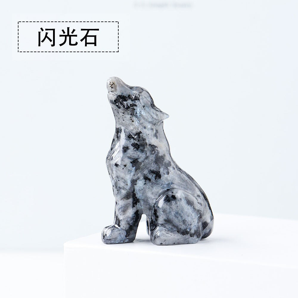 Crystal baby wolf carving 5 cm