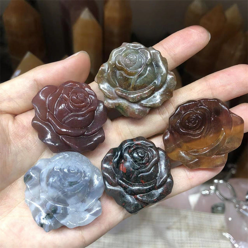 Rose and Peony Crystal carving Random 1set=3pcs,40mm