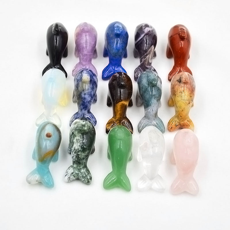 Natural Crystal Dolphins 41X15x26mm