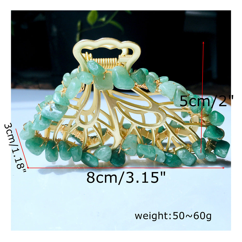 Natural crystal alloy crushed stone hair clip