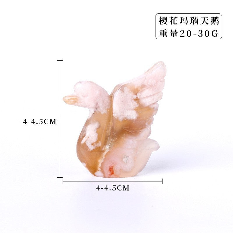 Natural cherry blossom agate carving