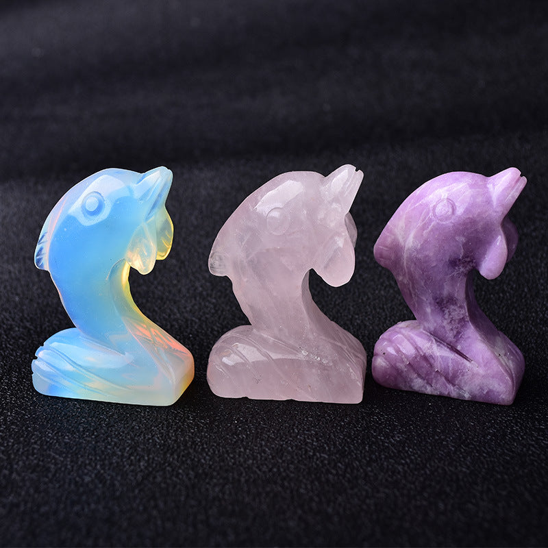 Natural Crystal Dolphin Carving