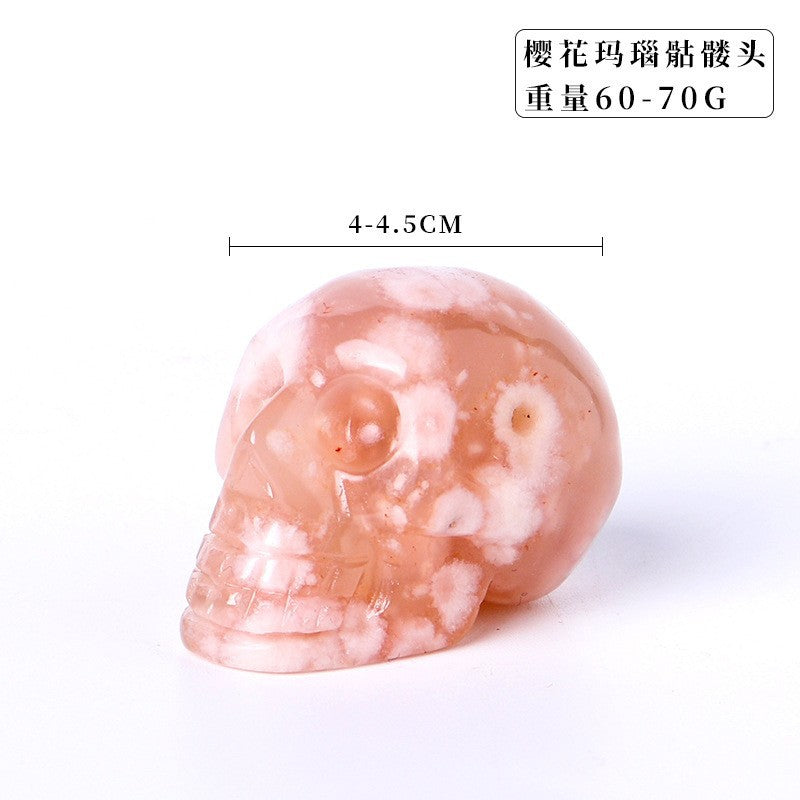 Natural cherry blossom agate carving