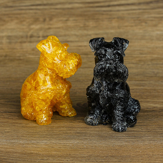 Schnauzer dog Crystal Carving,100*66*65mm