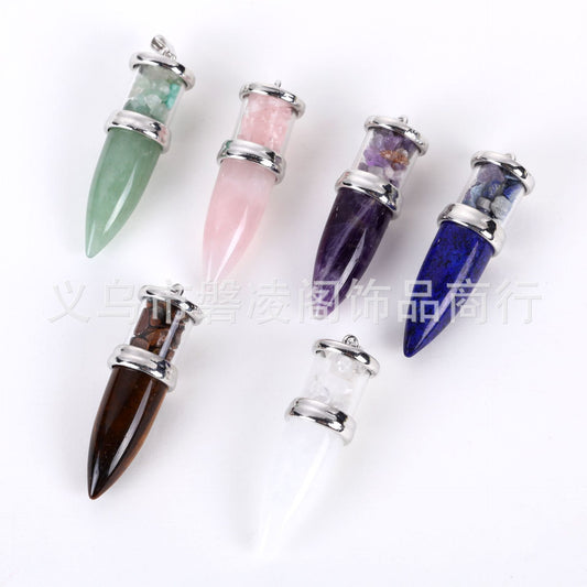 Natural amethyst bullet head Votive Bottle gravel pendant Votive Bottle 16*48mm/16g