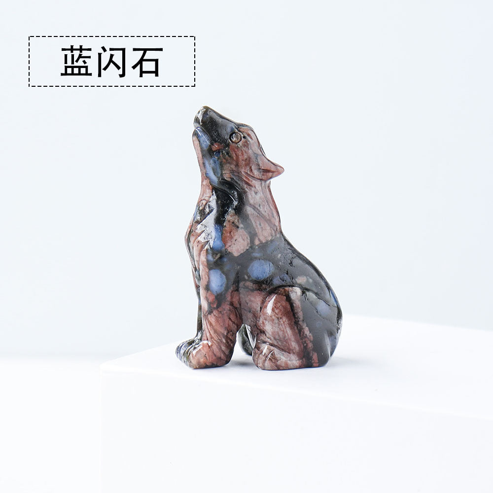 Crystal baby wolf carving 5 cm