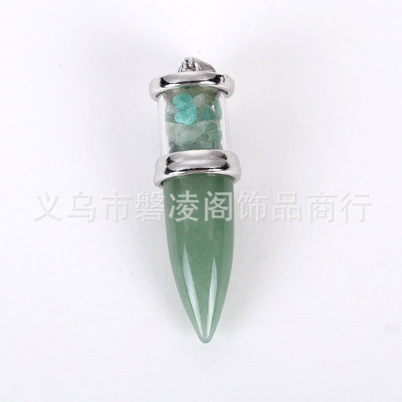 Natural amethyst bullet head Votive Bottle gravel pendant Votive Bottle 16*48mm/16g