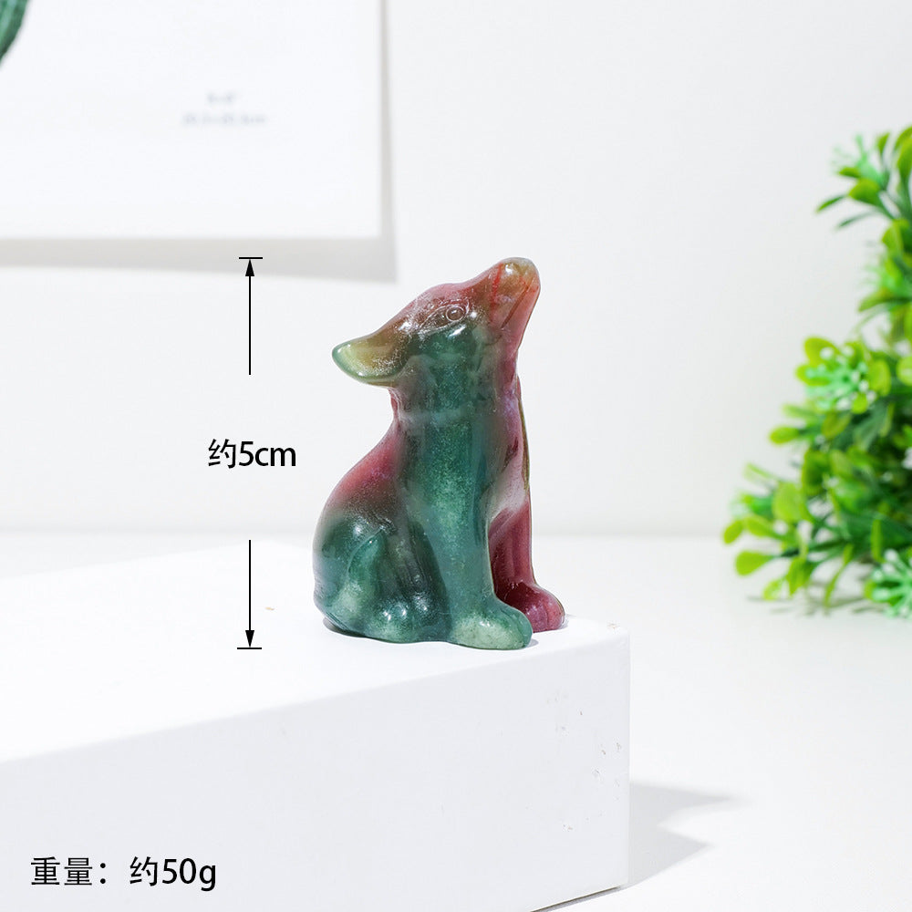 Crystal baby wolf carving 5 cm