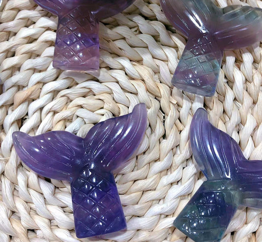 Fluorite Fish Tail Crystal Randomly 1Set=2pcs,65mm