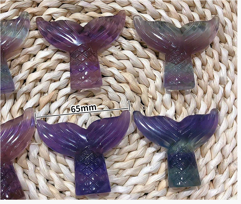 Fluorite Fish Tail Crystal Randomly 1Set=2pcs,65mm